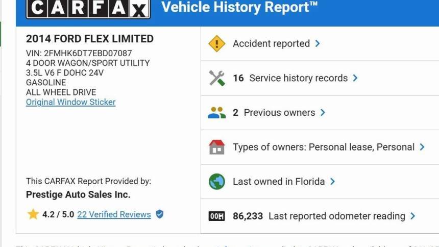 2014 Ford Flex Limited EcoBoost — SUV — 86,233 mi — Ocala, FL