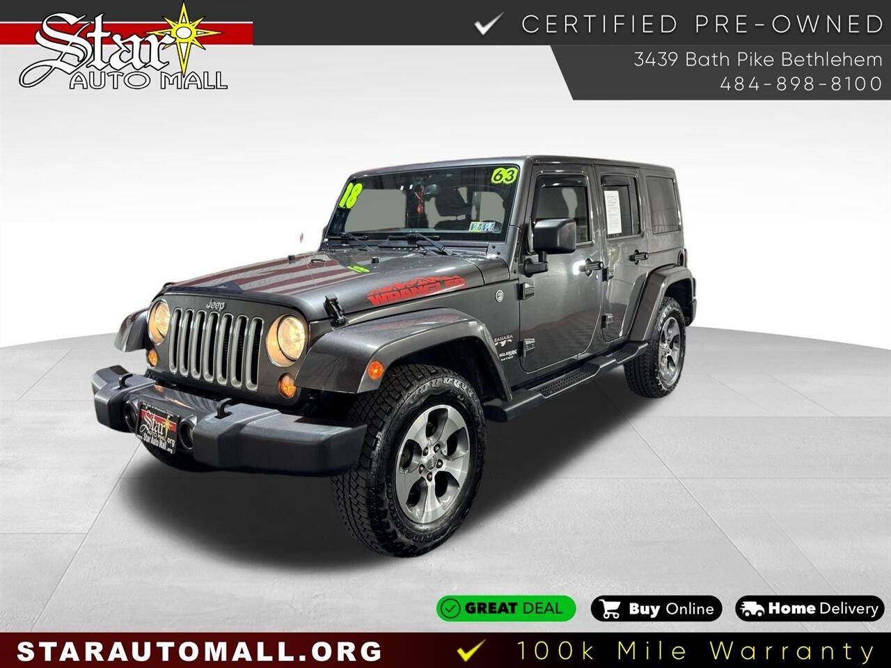 2018 Jeep Wrangler Sahara — SUV — 62,640 mi — Bethlehem, PA