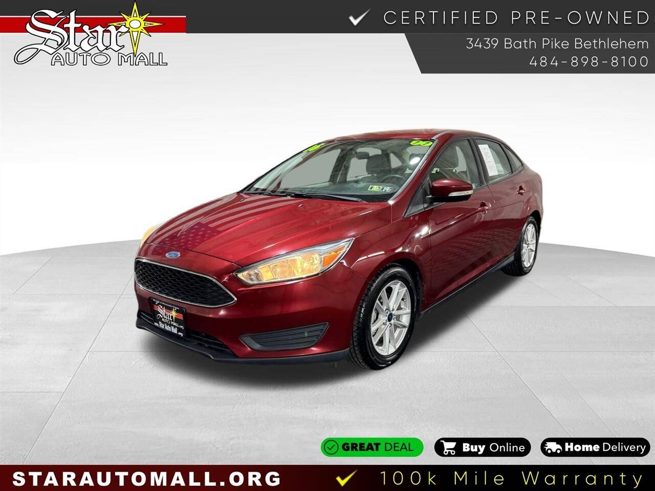 2016 Ford Focus SE — Sedan — 77,375 mi — Bethlehem, PA