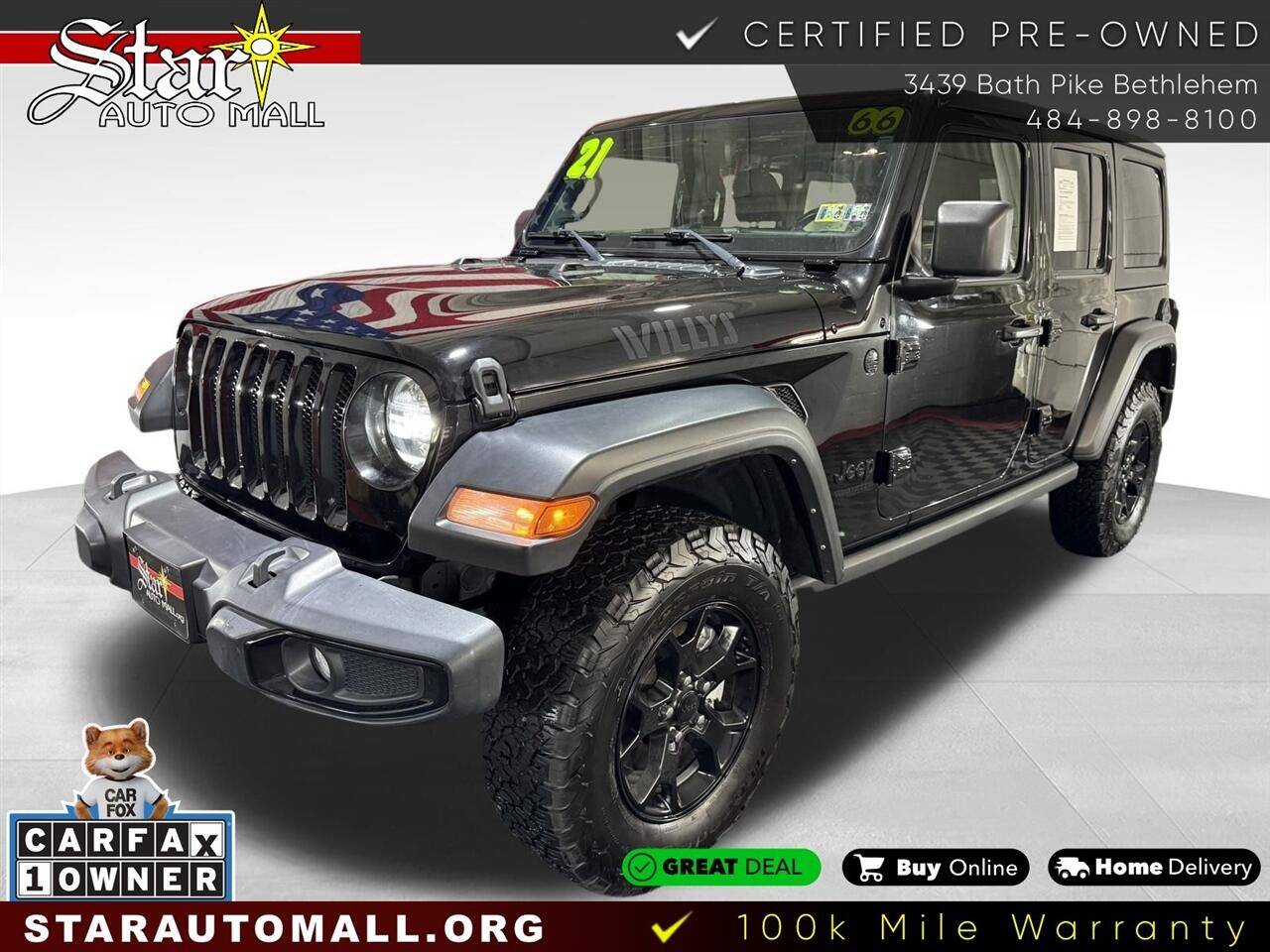 2021 Jeep Wrangler Willys — SUV — 66,005 mi — Bethlehem, PA