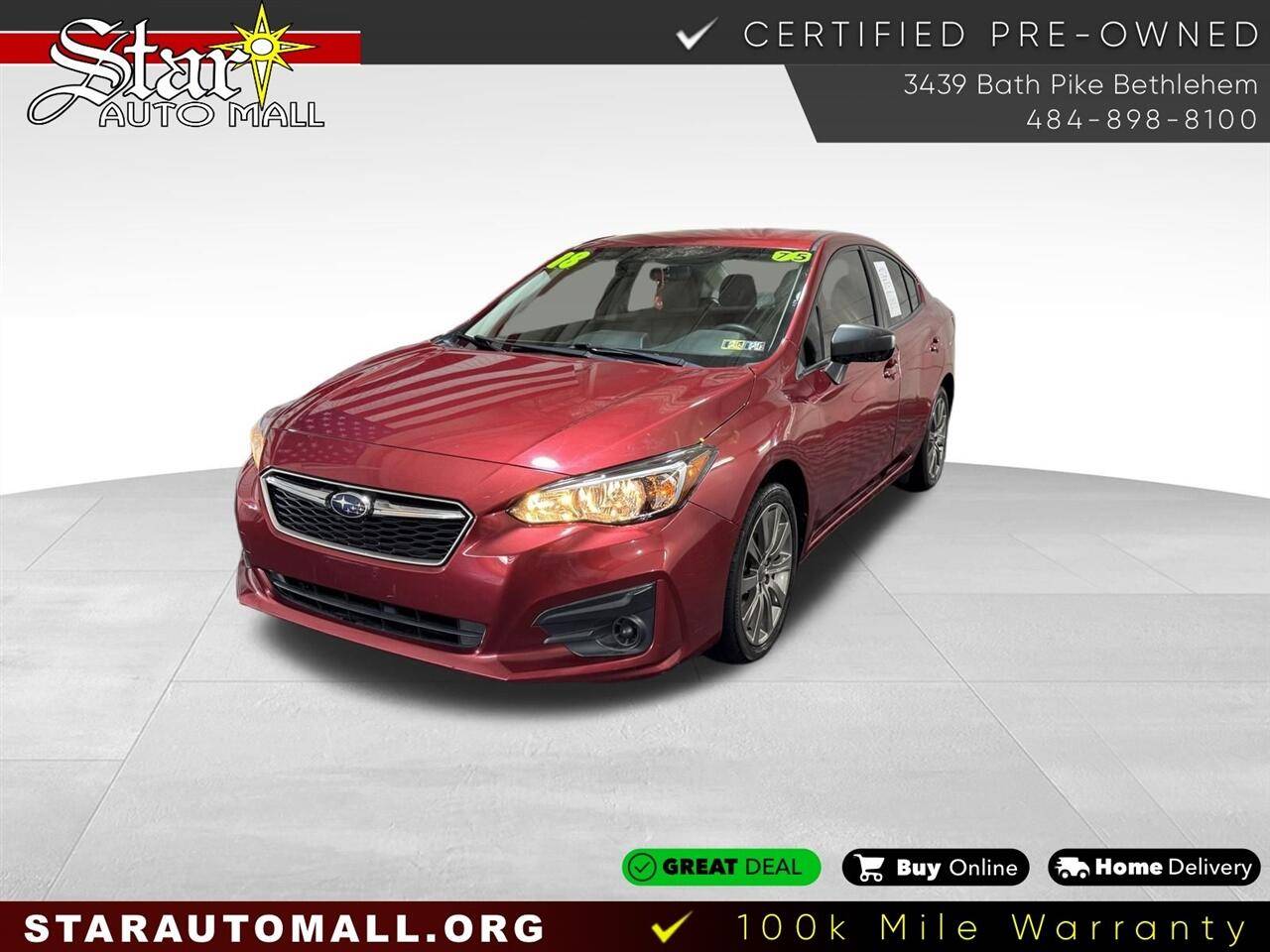 2018 Subaru Impreza 2.0i — Sedan — 74,605 mi — Bethlehem, PA