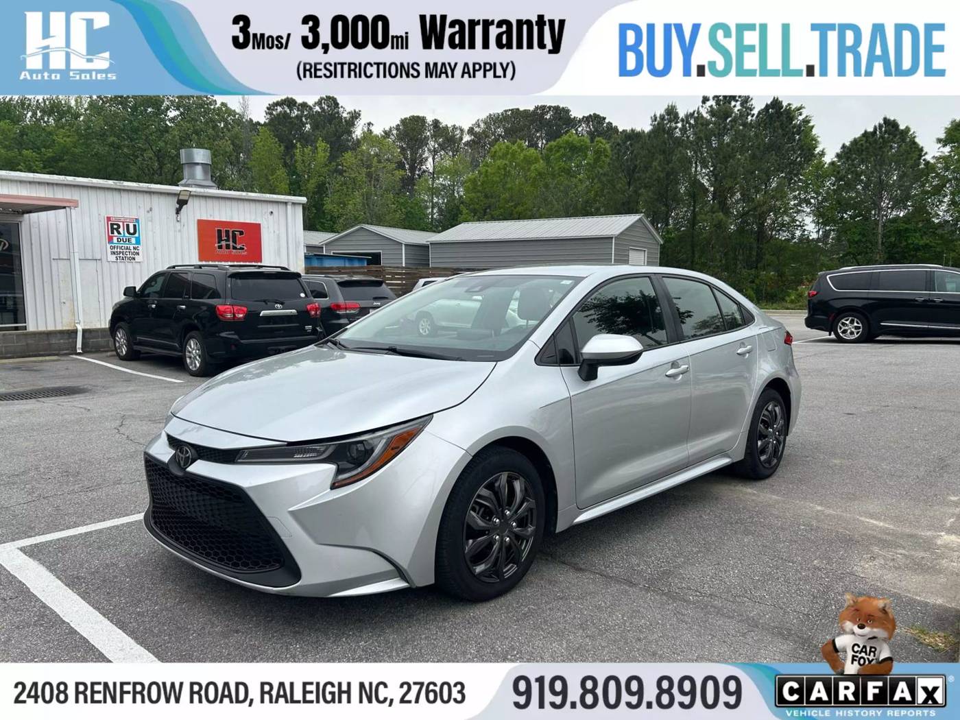 2020 Toyota Corolla LE — Sedan — 80,685 mi — Raleigh, NC
