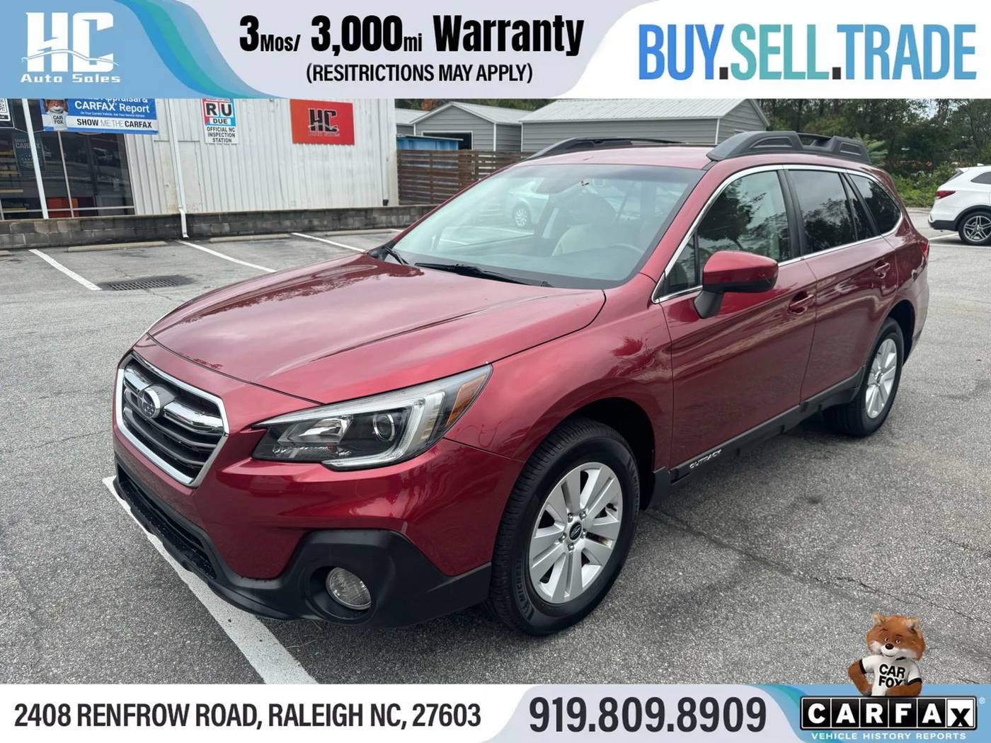 2019 Subaru Outback 2.5i Premium — SUV — 72,740 mi — Raleigh, NC