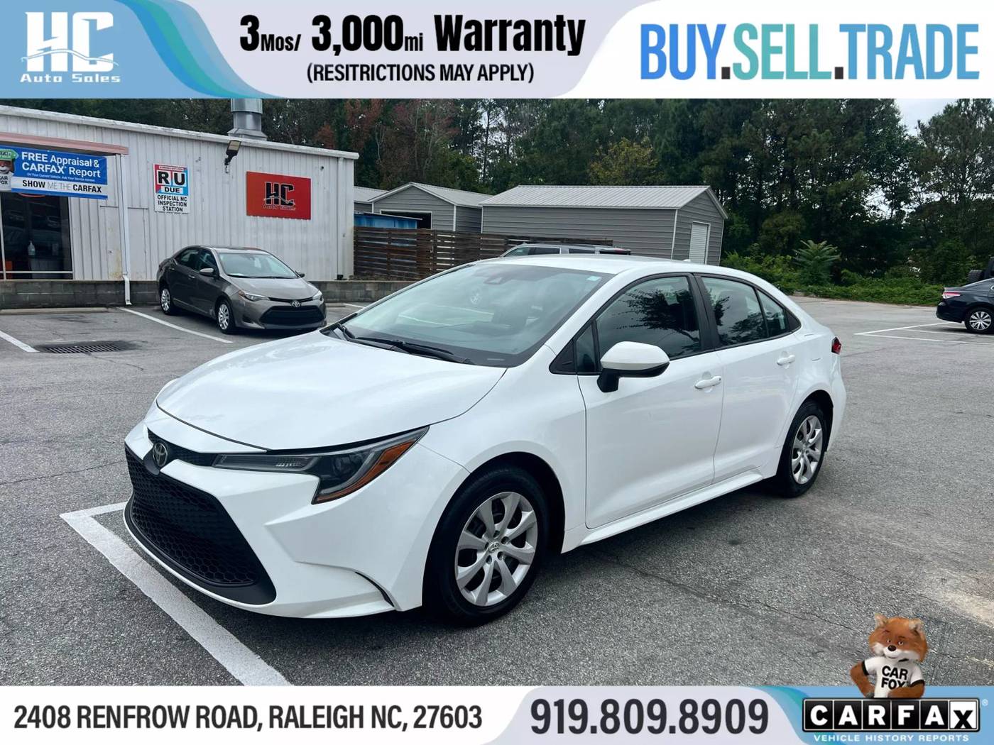 2022 Toyota Corolla LE — Sedan — 72,610 mi — Raleigh, NC