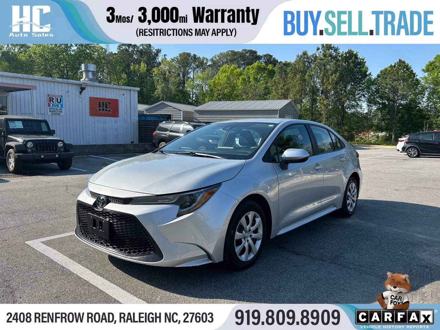 2022 Toyota Corolla LE — Sedan — 68,122 mi — Raleigh, NC