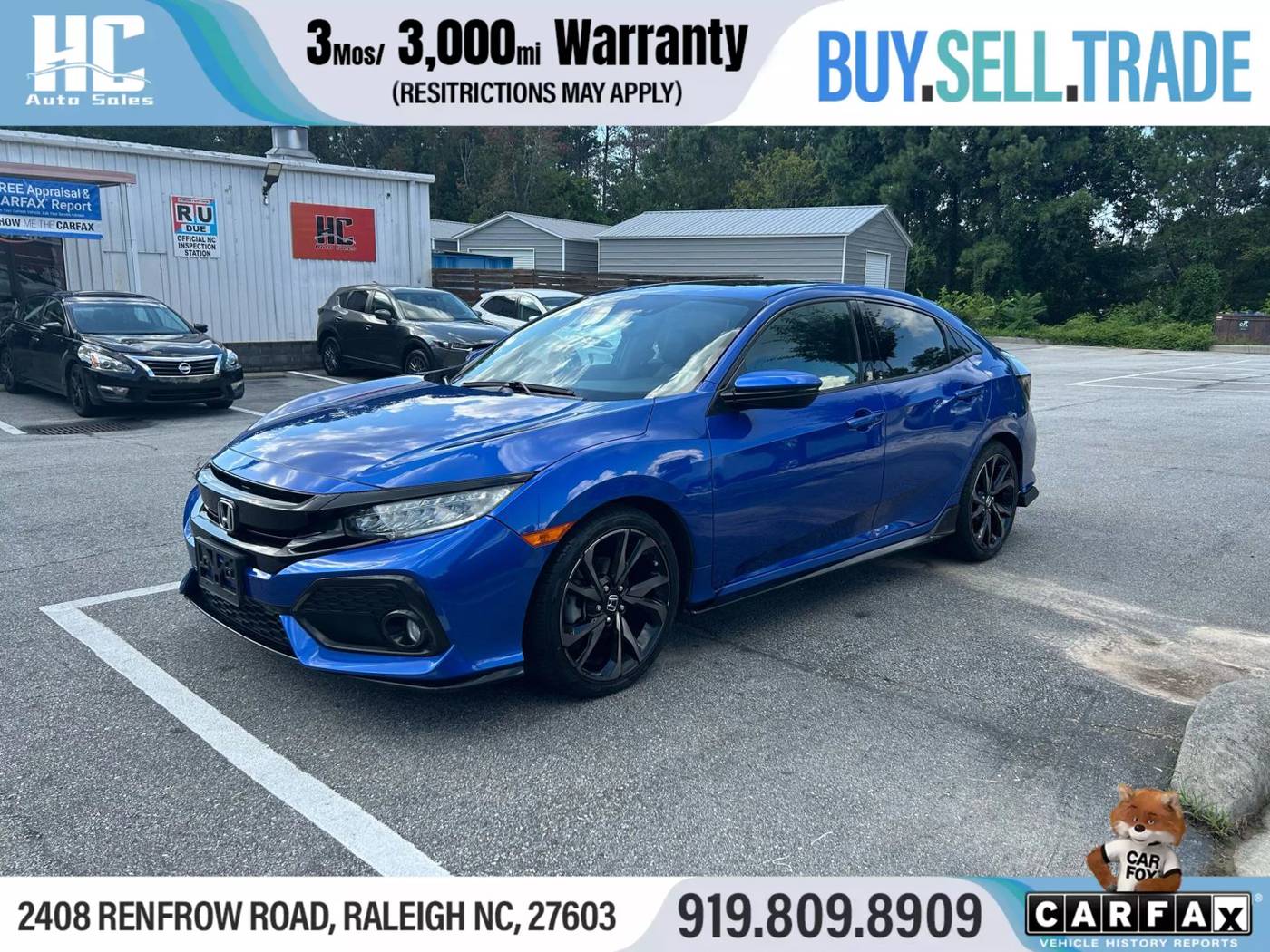 2018 Honda Civic Sport Touring — Hatchback — 66,443 mi — Raleigh, NC