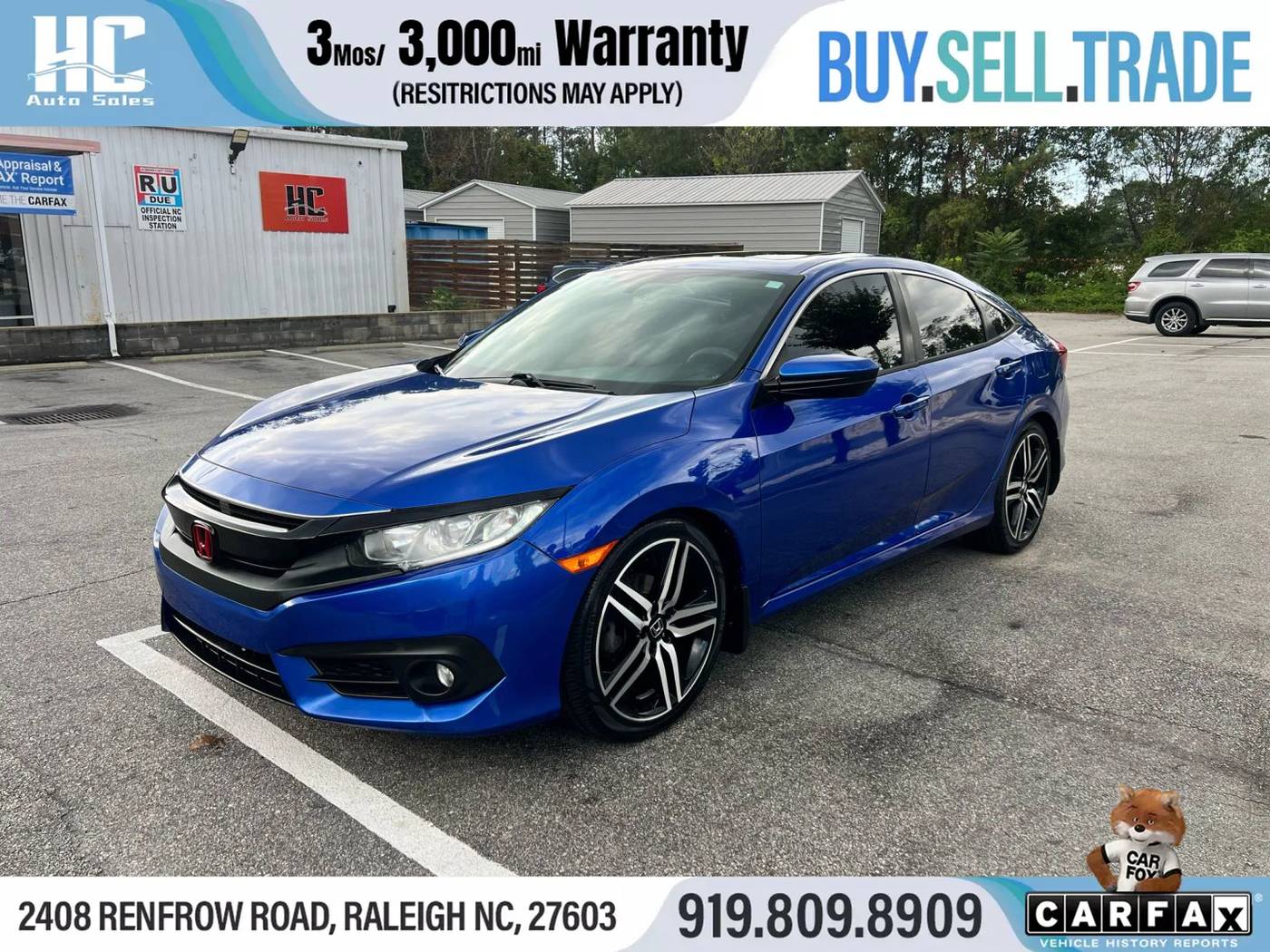 2017 Honda Civic EX-T — Sedan — 92,663 mi — Raleigh, NC