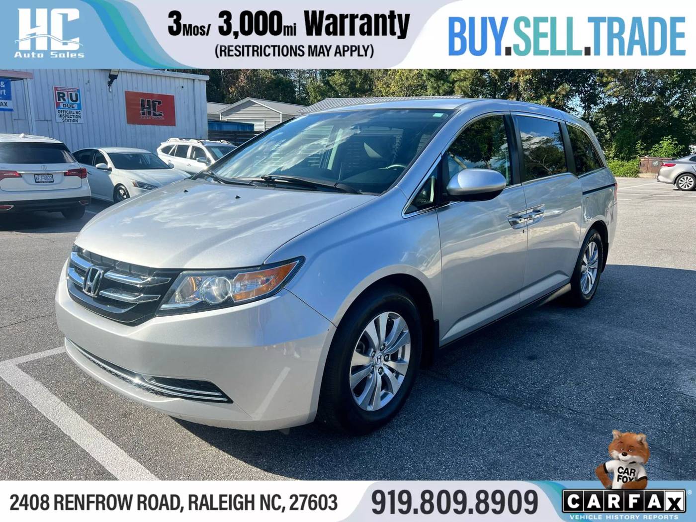 2015 Honda Odyssey EX — Minivan — 94,004 mi — Raleigh, NC