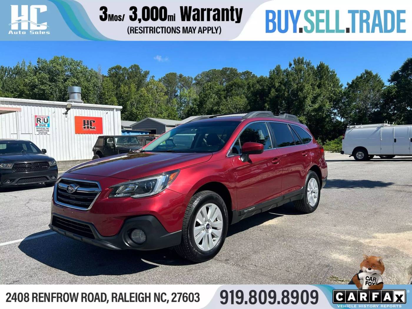 2018 Subaru Outback 2.5i Premium — SUV — 102,719 mi — Raleigh, NC