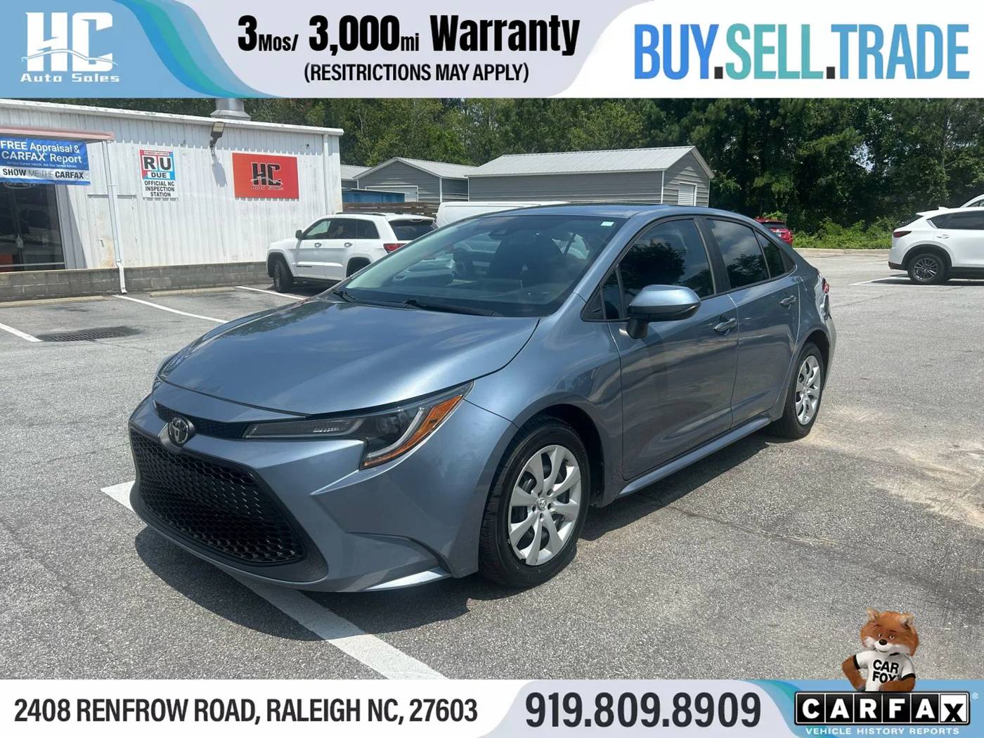2020 Toyota Corolla LE — Sedan — 77,139 mi — Raleigh, NC