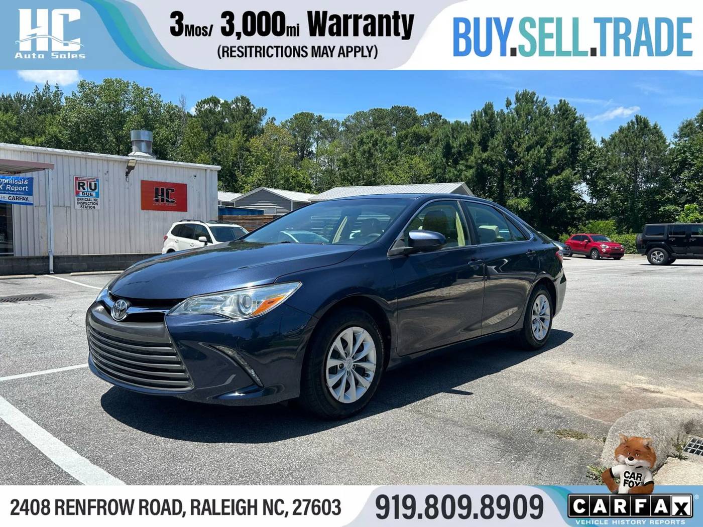 2017 Toyota Camry LE — Sedan — 83,324 mi — Raleigh, NC