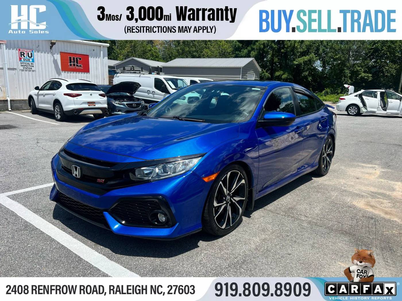2018 Honda Civic Si — Sedan — 79,823 mi — Raleigh, NC