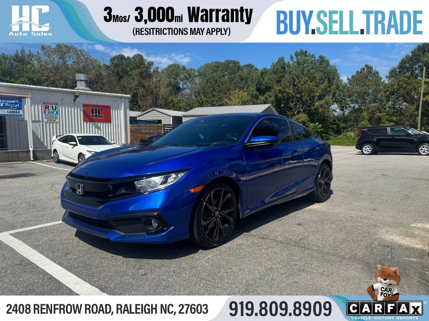 2020 Honda Civic Sport — Coupe — 78,140 mi — Raleigh, NC
