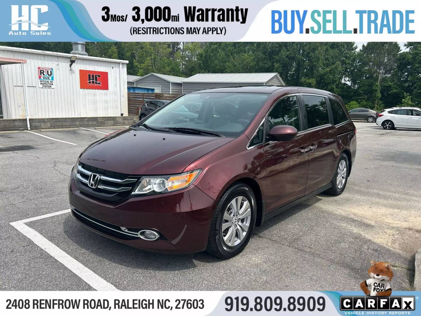 2016 Honda Odyssey EX-L — Minivan — 117,349 mi — Raleigh, NC