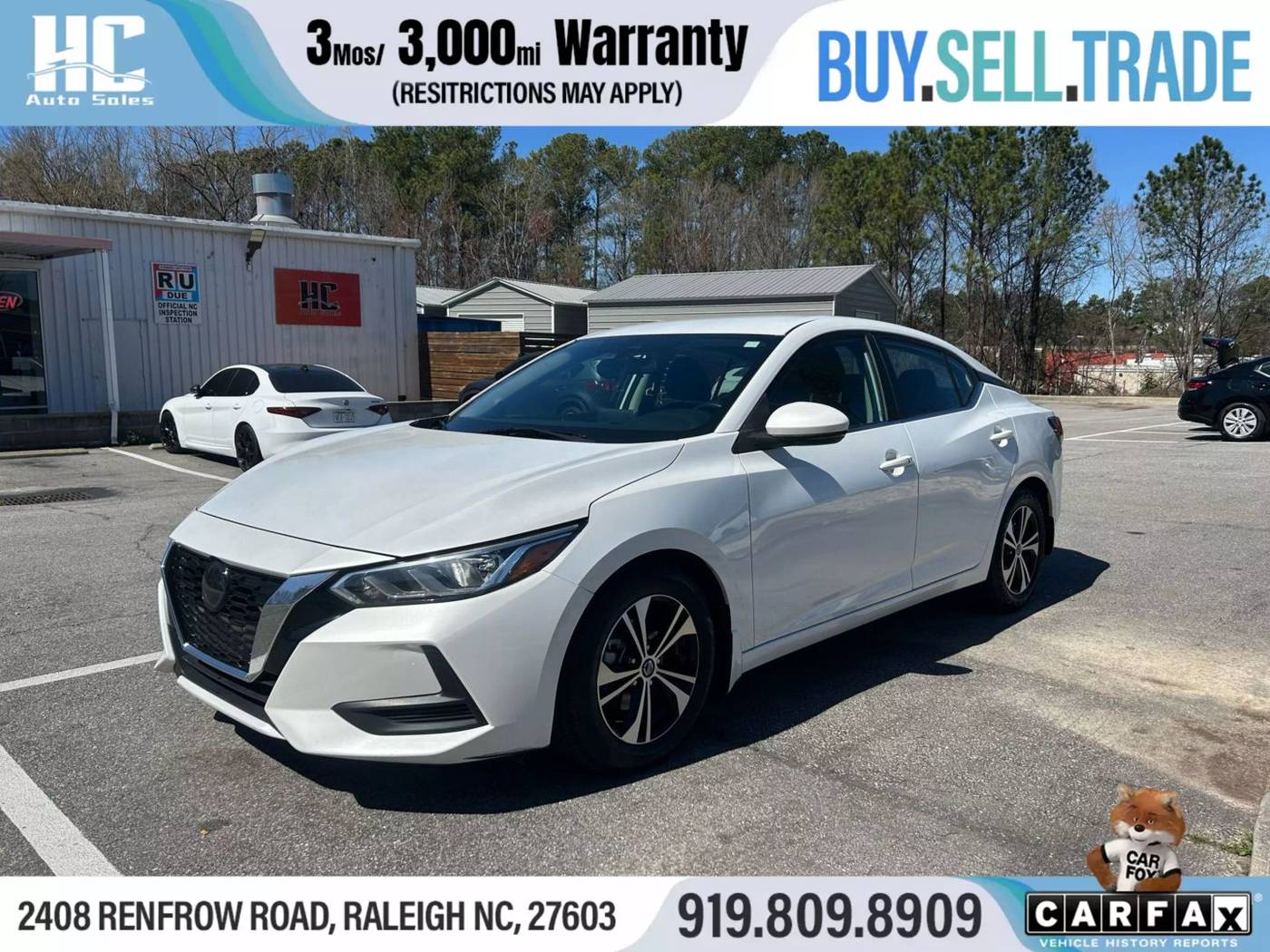 2020 Nissan Sentra SV — Sedan — 88,931 mi — Raleigh, NC