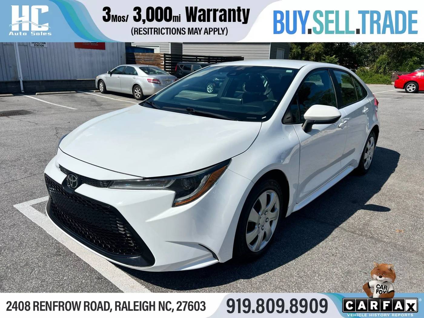 2020 Toyota Corolla LE — Sedan — 95,827 mi — Raleigh, NC