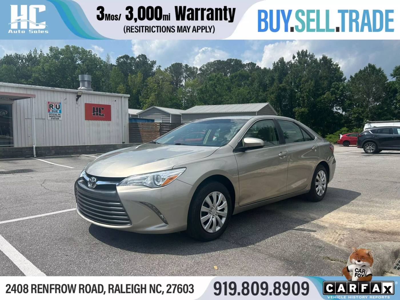 2016 Toyota Camry LE — Sedan — 103,016 mi — Raleigh, NC