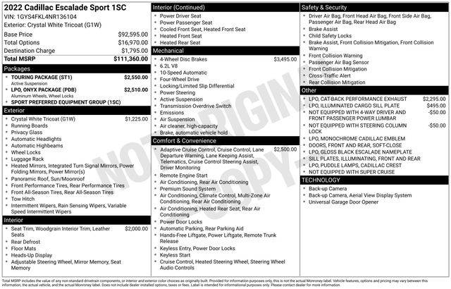 2022 Cadillac Escalade Sport