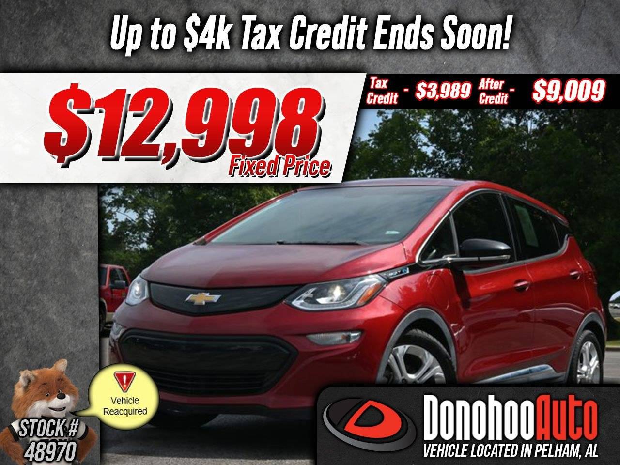 2019 Chevrolet Bolt EV LT — Hatchback — 48,695 mi — Pelham, AL