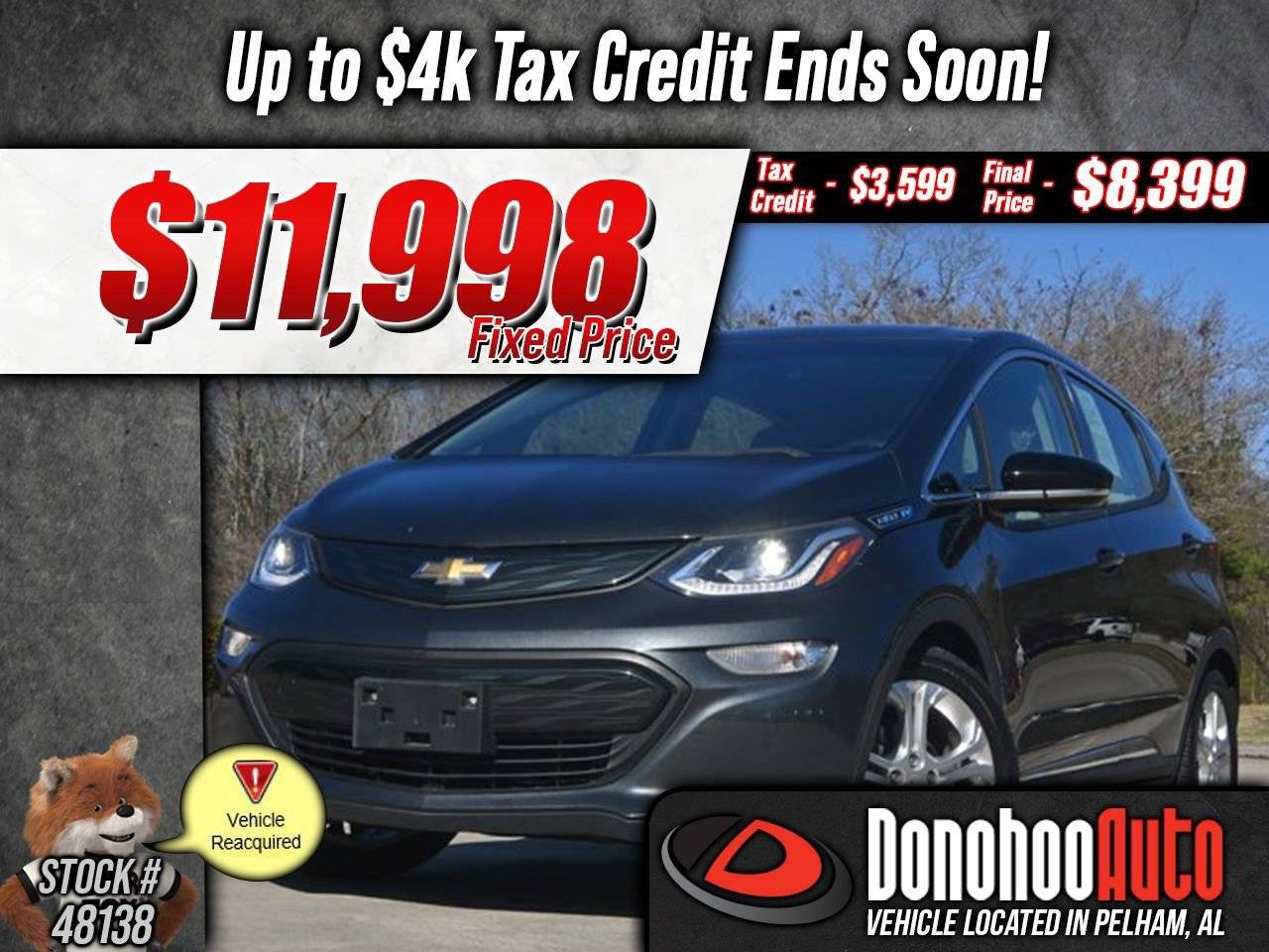 2018 Chevrolet Bolt EV LT — Hatchback — 53,605 mi — Pelham, AL