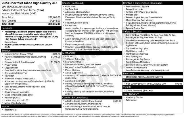 2023 Chevrolet Tahoe High Country — SUV — 54,439 mi — Pensacola, FL