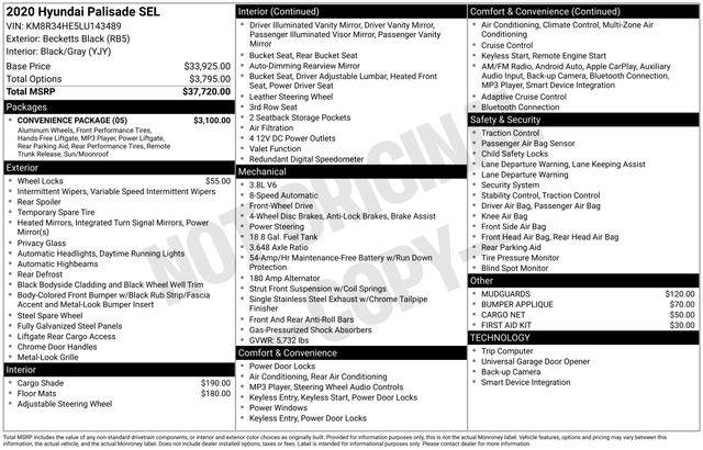 2020 Hyundai Palisade SEL — SUV — 51,270 mi — Pensacola, FL