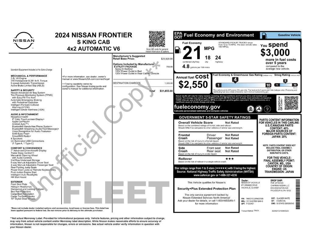 2024 Nissan Frontier S — Pickup Truck — 25,199 mi — Egg Harbor Township, NJ