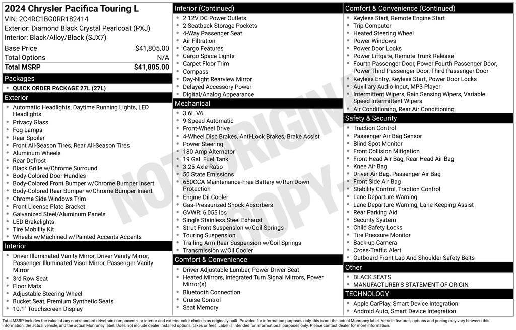 2024 Chrysler Pacifica Touring L — Minivan — 51,224 mi — Egg Harbor Township, NJ