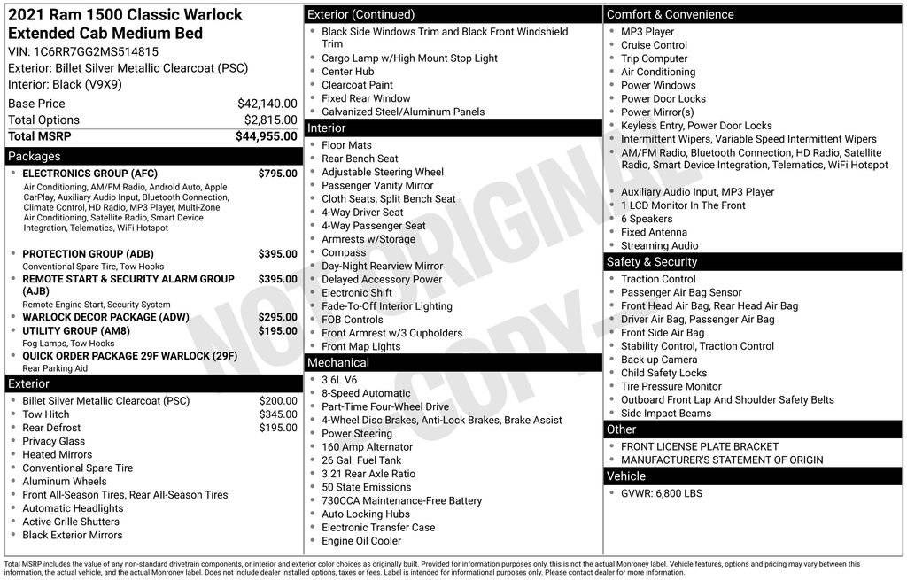 2021 Ram 1500 Classic Warlock — Pickup Truck — 45,247 mi — Egg Harbor Township, NJ