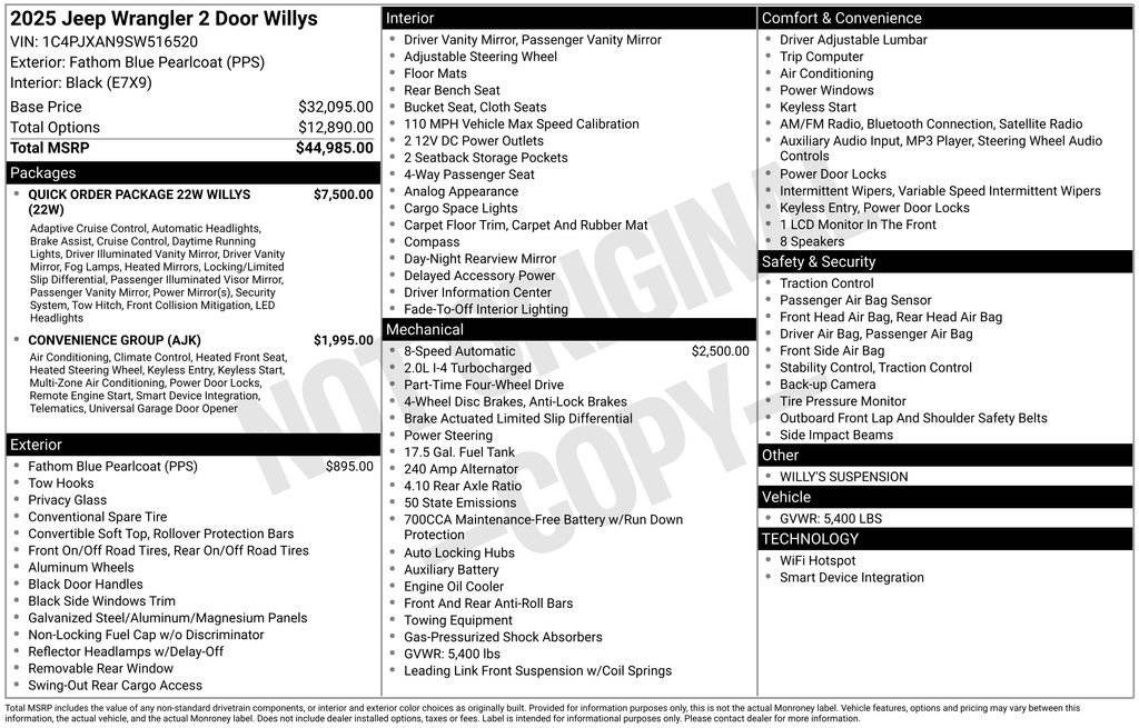 2025 Jeep Wrangler Willys — SUV — 2,388 mi — Egg Harbor Township, NJ