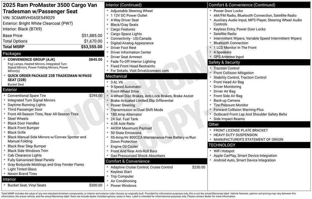 2025 Ram ProMaster Cargo Van Tradesman 3500 — Cargo Van — 10,142 mi — Egg Harbor Township, NJ