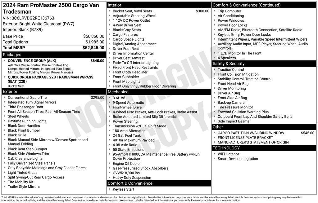 2024 Ram ProMaster Cargo Van Tradesman 2500 — Cargo Van — 34,898 mi — Egg Harbor Township, NJ