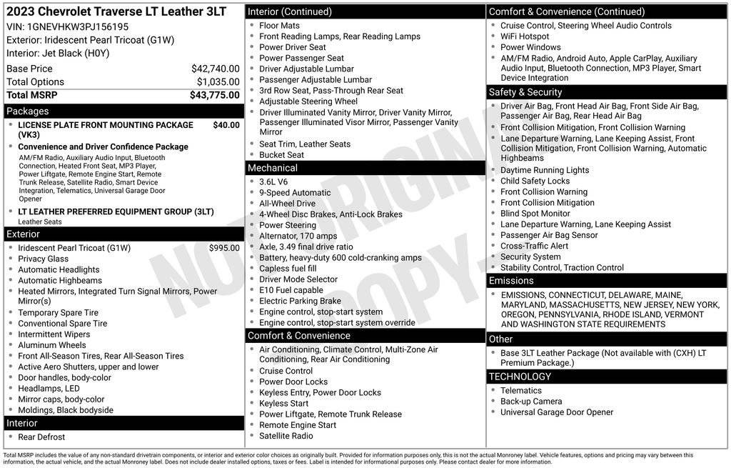 2023 Chevrolet Traverse LT Leather — SUV — 24,456 mi — Egg Harbor Township, NJ