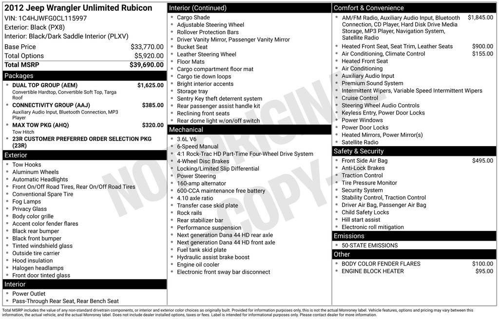 2012 Jeep Wrangler Rubicon — SUV — 94,172 mi — Egg Harbor Township, NJ