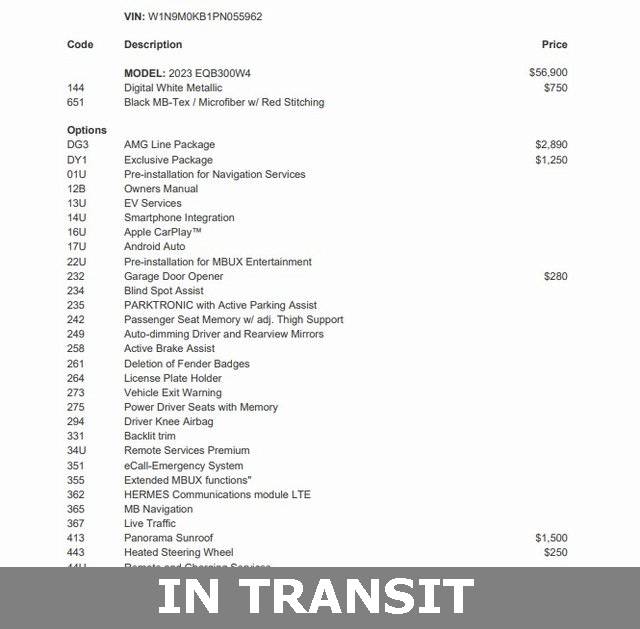 2023 Mercedes-Benz EQB EQB 300 — SUV — 33,367 mi — Silver Spring, MD