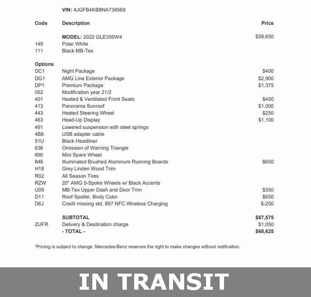 2022 Mercedes-Benz GLE GLE 350 — SUV — 20,260 mi — Silver Spring, MD