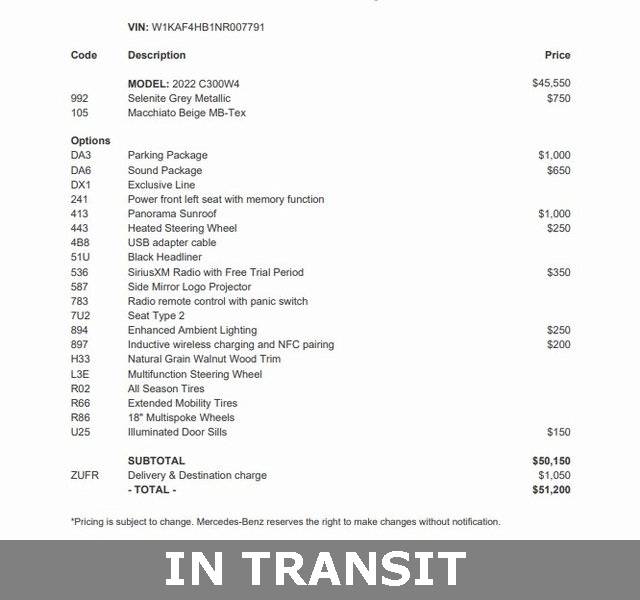 2022 Mercedes-Benz C-Class C 300 — Sedan — 43,861 mi — Silver Spring, MD