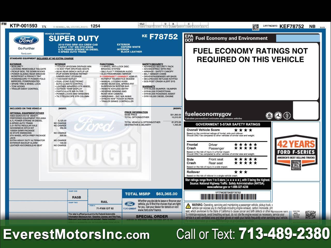 2019 Ford Super Duty F-250 Lariat — Pickup Truck — 130,485 mi — Houston, TX