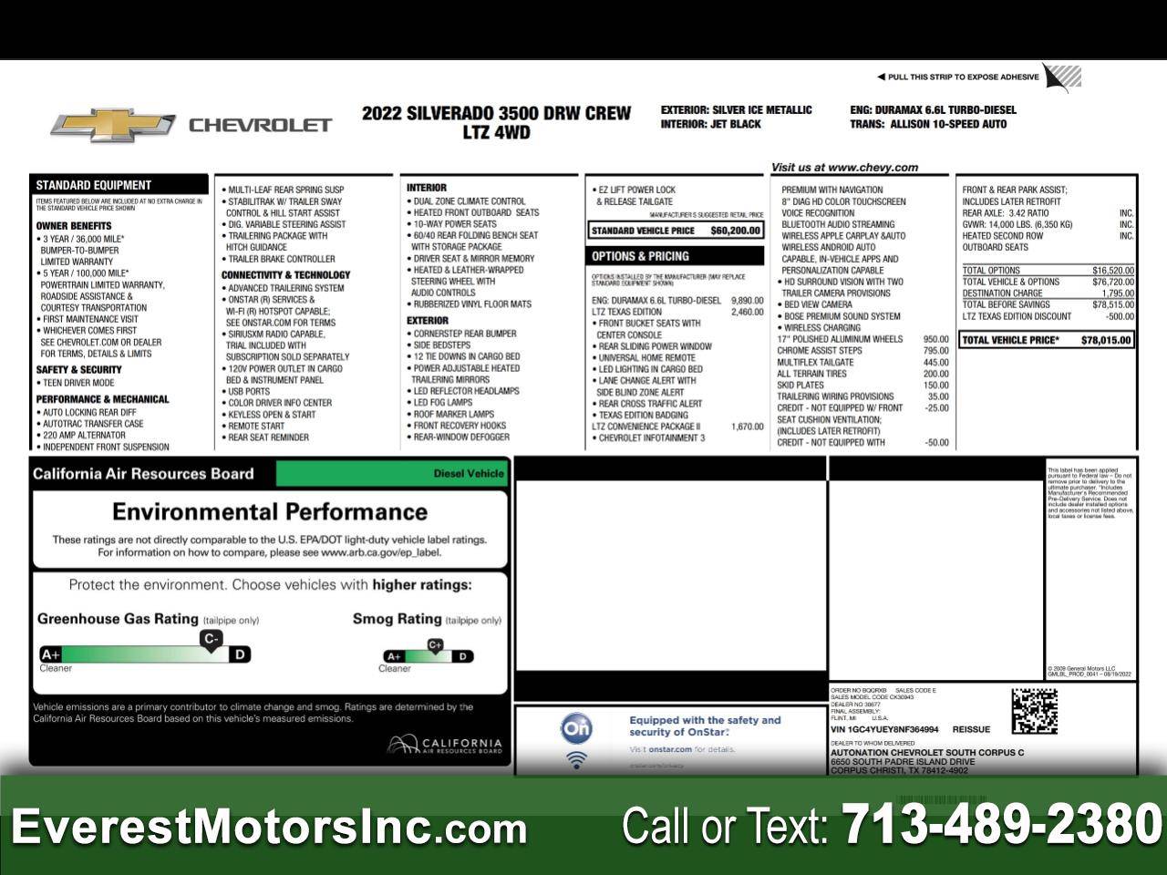 2022 Chevrolet Silverado 3500HD LTZ — Pickup Truck — 93,695 mi — Houston, TX