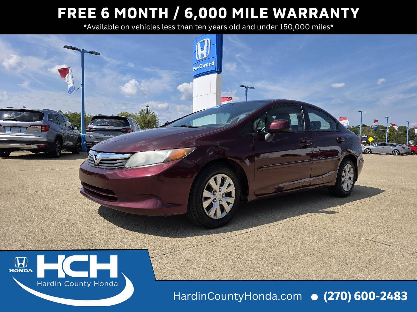 2012 Honda Civic LX — Sedan — 157,550 mi — Elizabethtown, KY