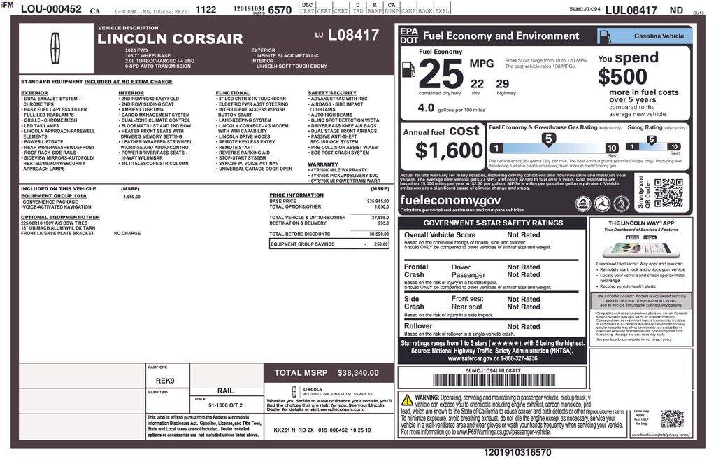 2020 Lincoln Corsair Standard — SUV — 99,510 mi — Santa Clara, CA