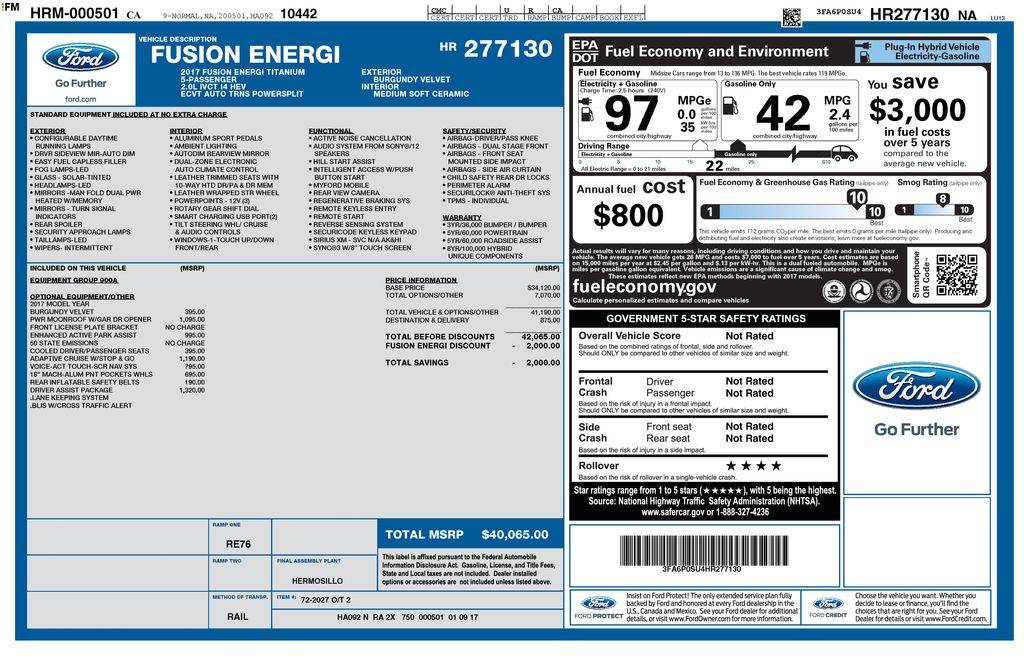2017 Ford Fusion Energi Titanium — Sedan — 24,628 mi — Santa Clara, CA