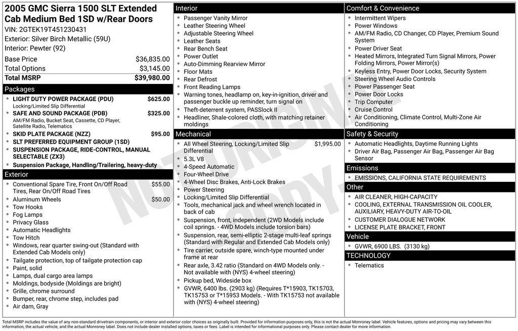 2005 GMC Sierra 1500 SLE — Pickup Truck — 144,046 mi — Santa Clara, CA