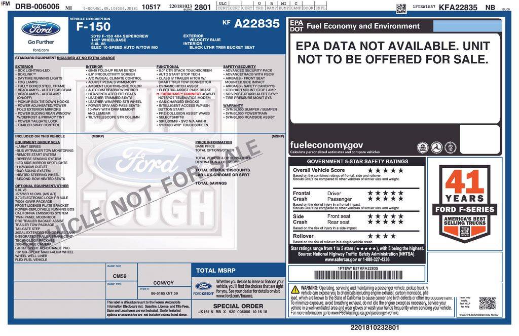 2019 Ford F-150 Lariat — Pickup Truck — 63,221 mi — Santa Clara, CA