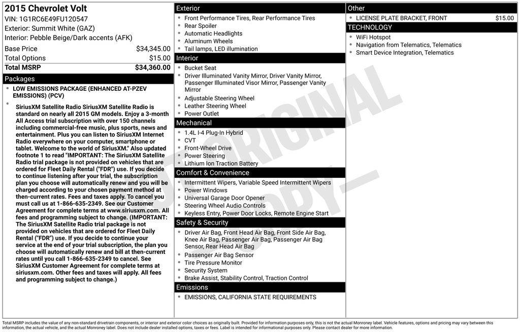 2015 Chevrolet Volt Base — Sedan — 85,805 mi — Santa Clara, CA