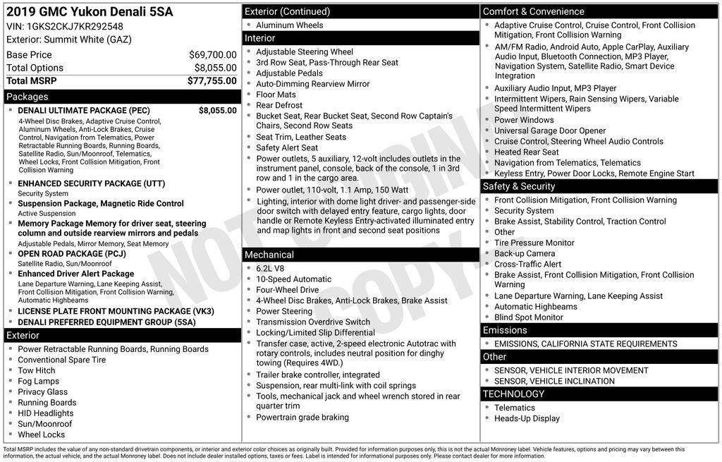 2019 GMC Yukon Denali — SUV — 57,648 mi — Santa Clara, CA