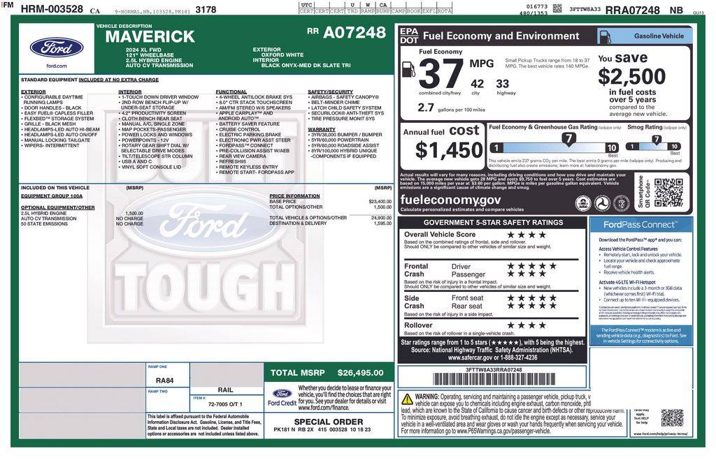 2024 Ford Maverick XL — Pickup Truck — 30,408 mi — Santa Clara, CA