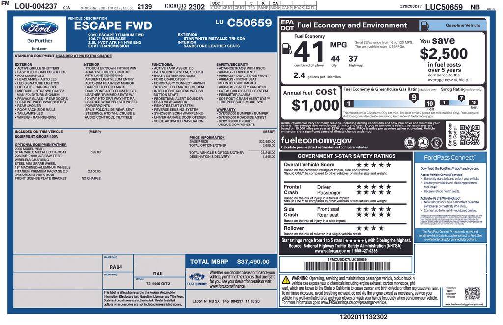 2020 Ford Escape Hybrid Titanium — SUV — 26,078 mi — Santa Clara, CA