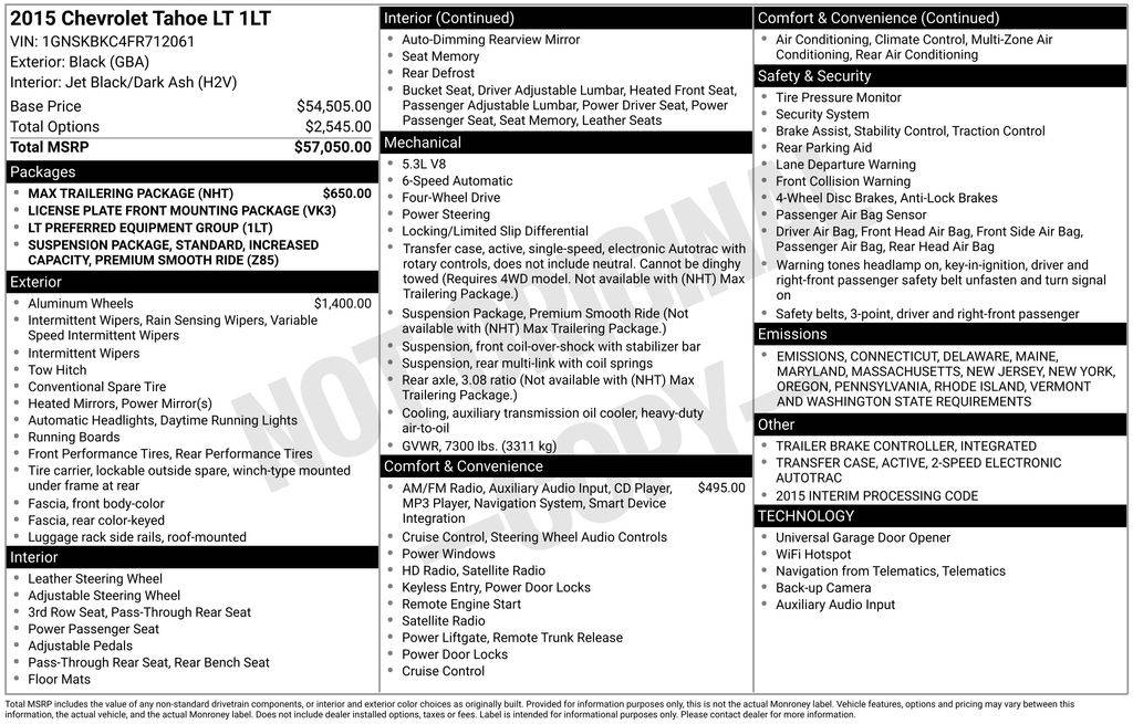 2015 Chevrolet Tahoe LT — SUV — 126,016 mi — Santa Clara, CA