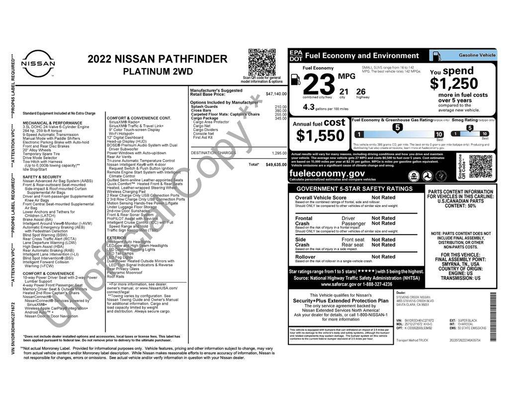 2022 Nissan Pathfinder Platinum — SUV — 43,705 mi — Santa Clara, CA